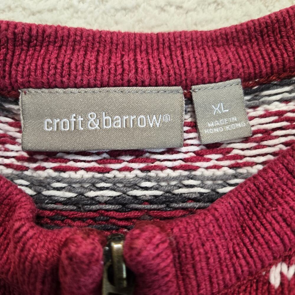 Croft & Barrow Red Full-zip Cardigan Sweater Women's Size XL Fair Isle - Picture 2 of 9
